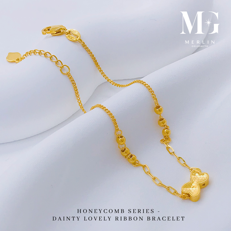 916 Gold Honeycomb Series - Dainty Lovely Ribbon Bracelet