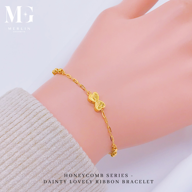 916 Gold Honeycomb Series - Dainty Lovely Ribbon Bracelet