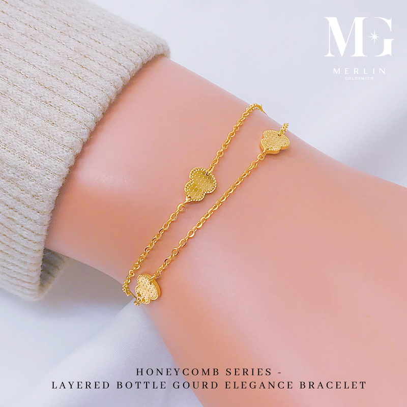 916 Gold Honeycomb Series - Layered Bottle Gourd Elegance Bracelet