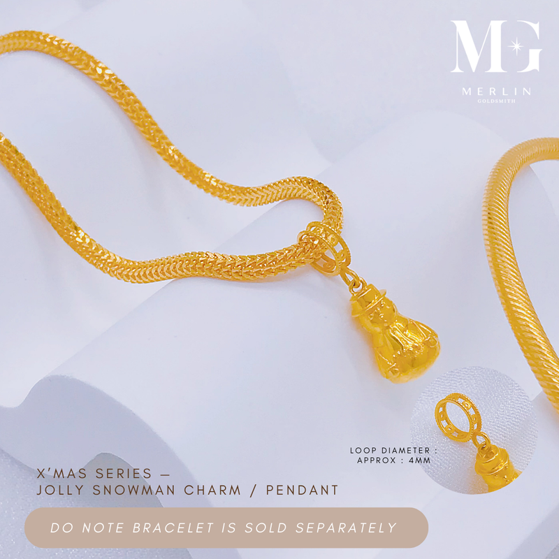 916 Gold Jolly Snowman Charm / Pendant