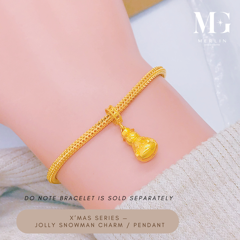 916 Gold Jolly Snowman Charm / Pendant