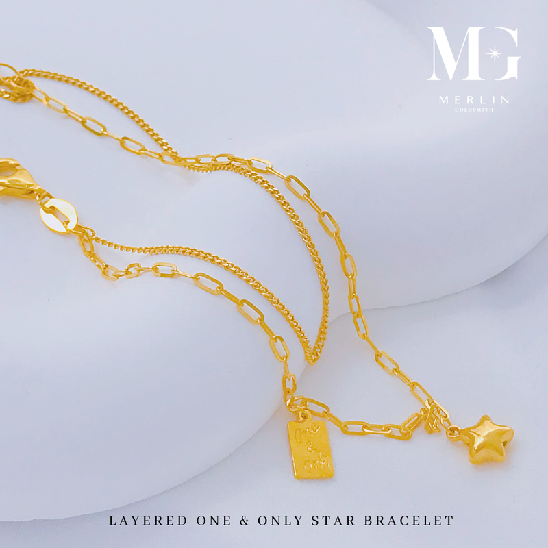 916 Gold Dainty Layered One And Only Star Bracelet