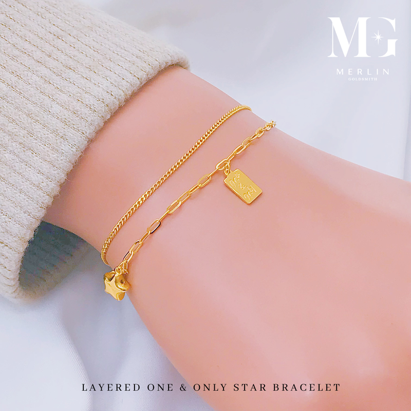 916 Gold Dainty Layered One And Only Star Bracelet