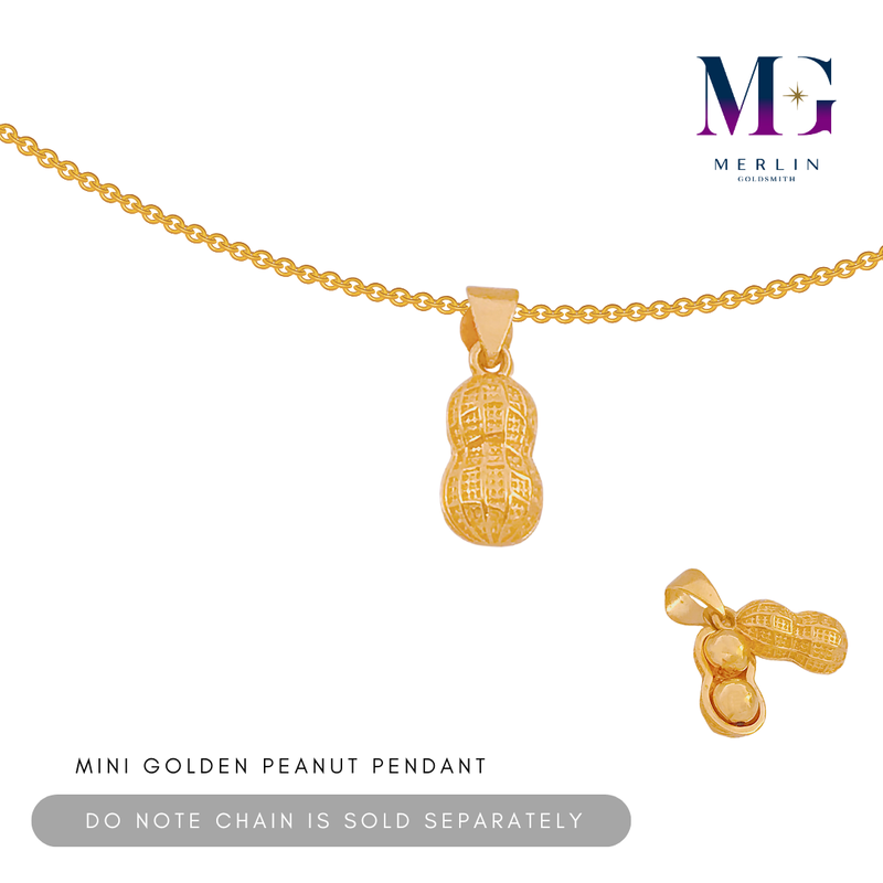 916 Gold Mini Golden Peanut Pendant