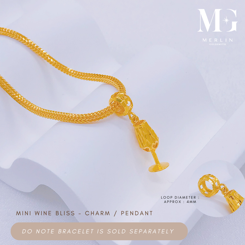 916 Gold Mini Wine Bliss Charm / Pendant