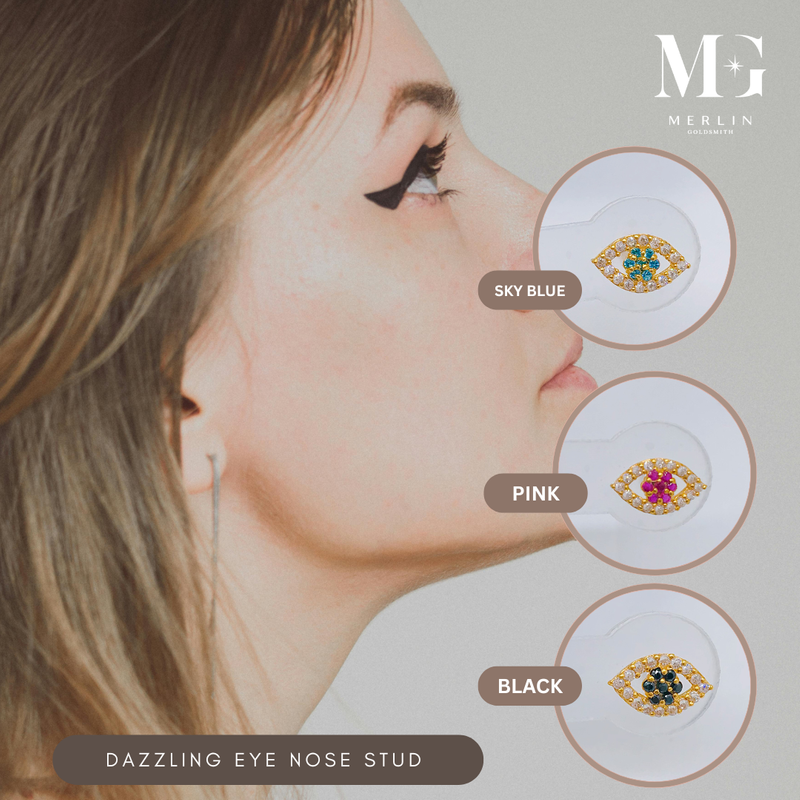 916 Gold Nose Stud - Dazzling Eye Design