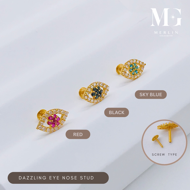 916 Gold Nose Stud - Dazzling Eye Design