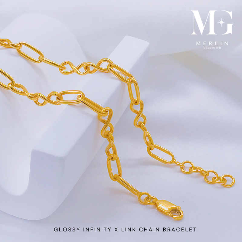 916 Gold Glossy Infinity x Link Chain Bracelet