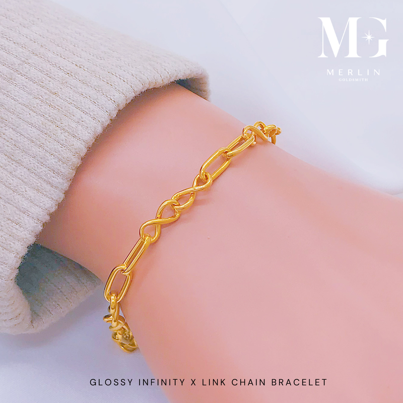 916 Gold Glossy Infinity x Link Chain Bracelet