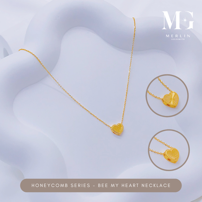 916 Gold Honeycomb Series - Bee My Heart Necklace