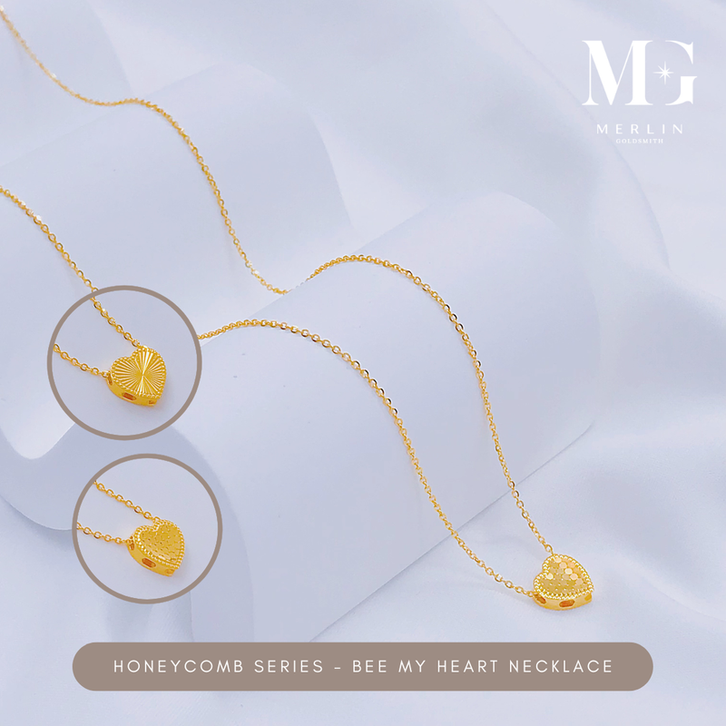 916 Gold Honeycomb Series - Bee My Heart Necklace