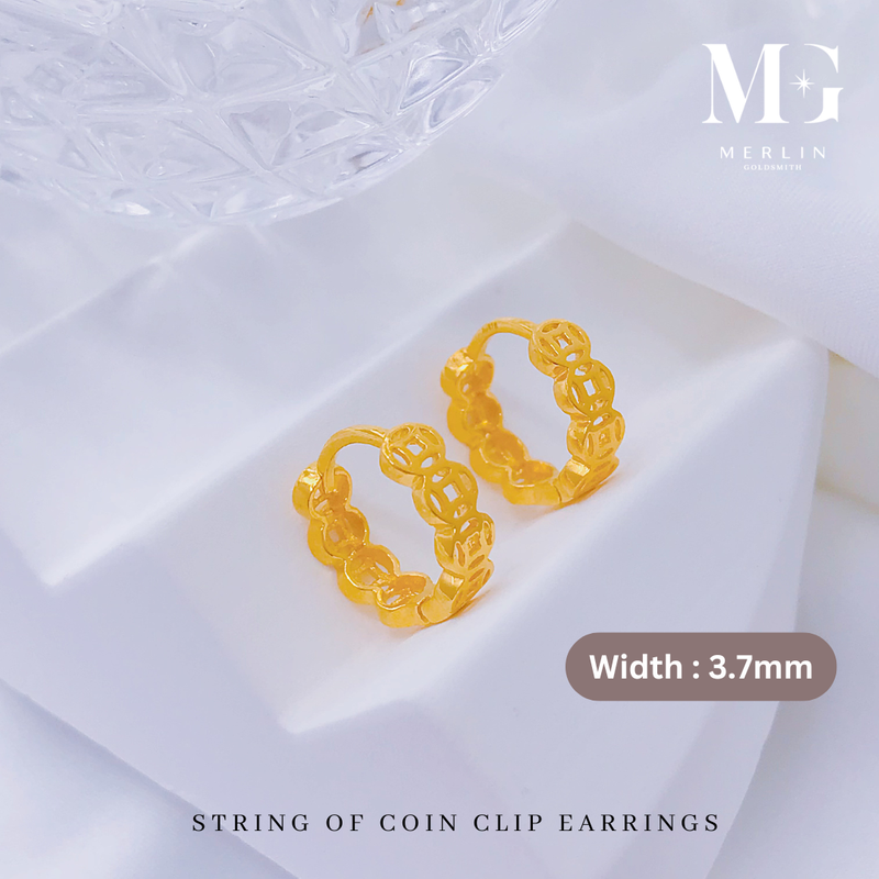 916 Gold String of Coin Clip Earrings
