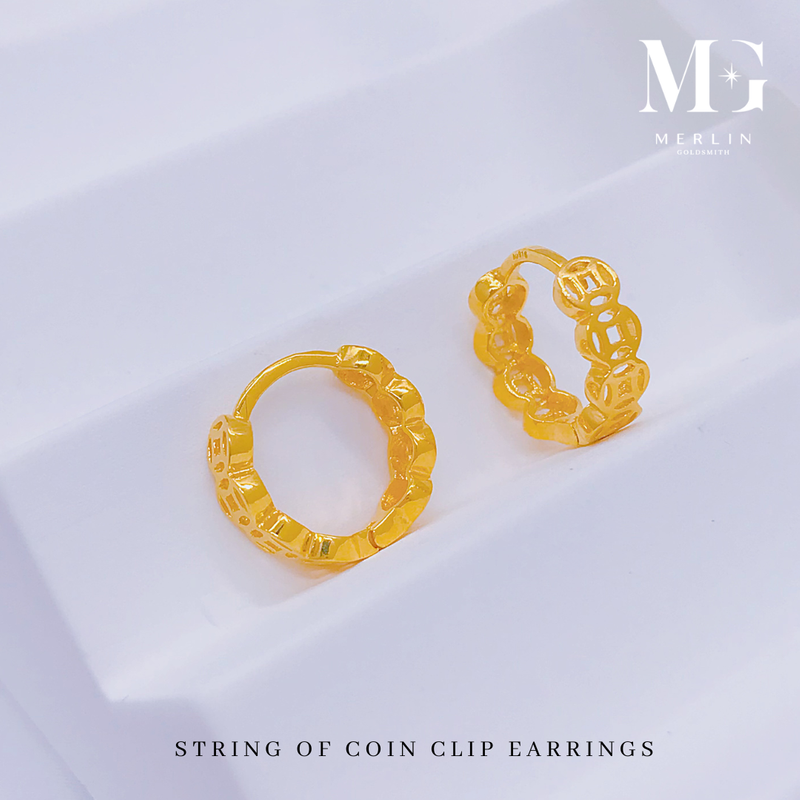 916 Gold String of Coin Clip Earrings