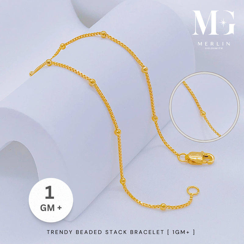916 Gold Trendy Beaded Stack Bracelet (1GM+)