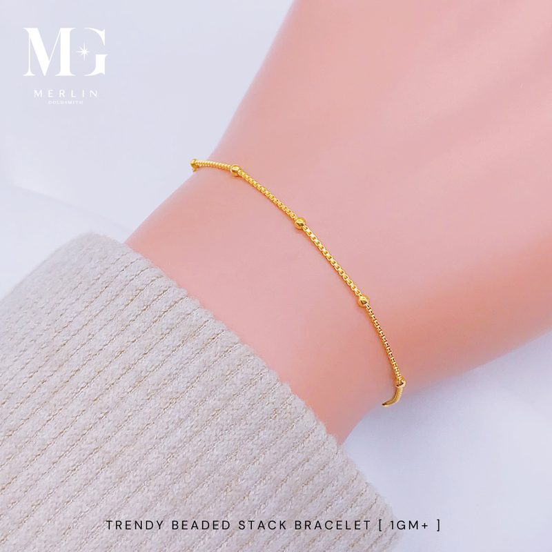 916 Gold Trendy Beaded Stack Bracelet (1GM+)