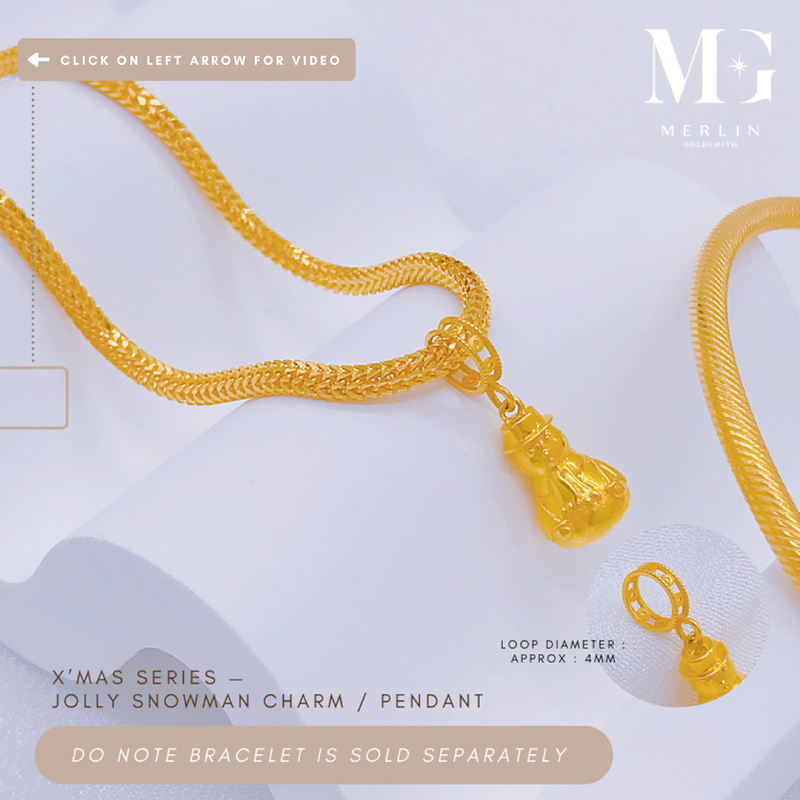 916 Gold Jolly Snowman Charm / Pendant
