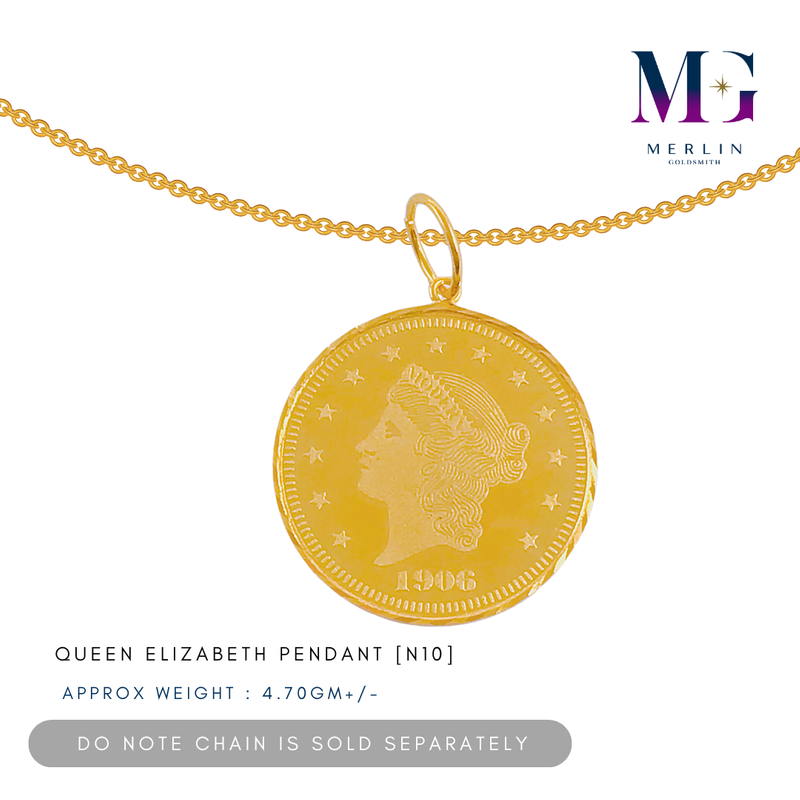 916 Gold Queen Elizabeth Pendant [N10]