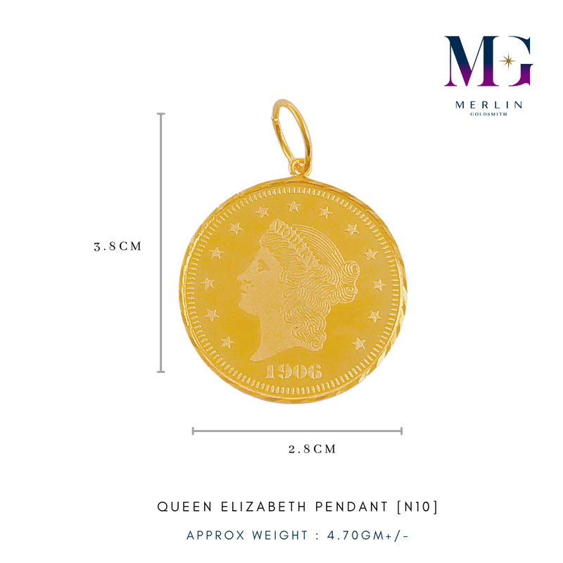 916 Gold Queen Elizabeth Pendant [N10]