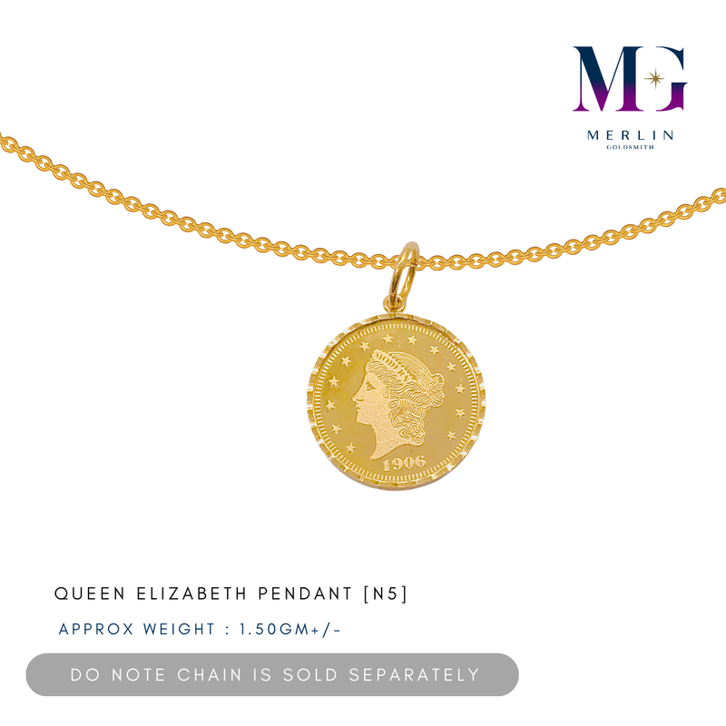 916 Gold Queen Elizabeth Pendant [N5]