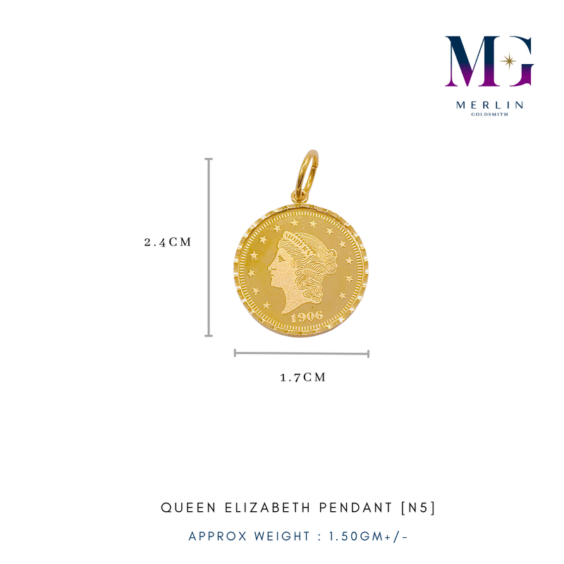 916 Gold Queen Elizabeth Pendant [N5]