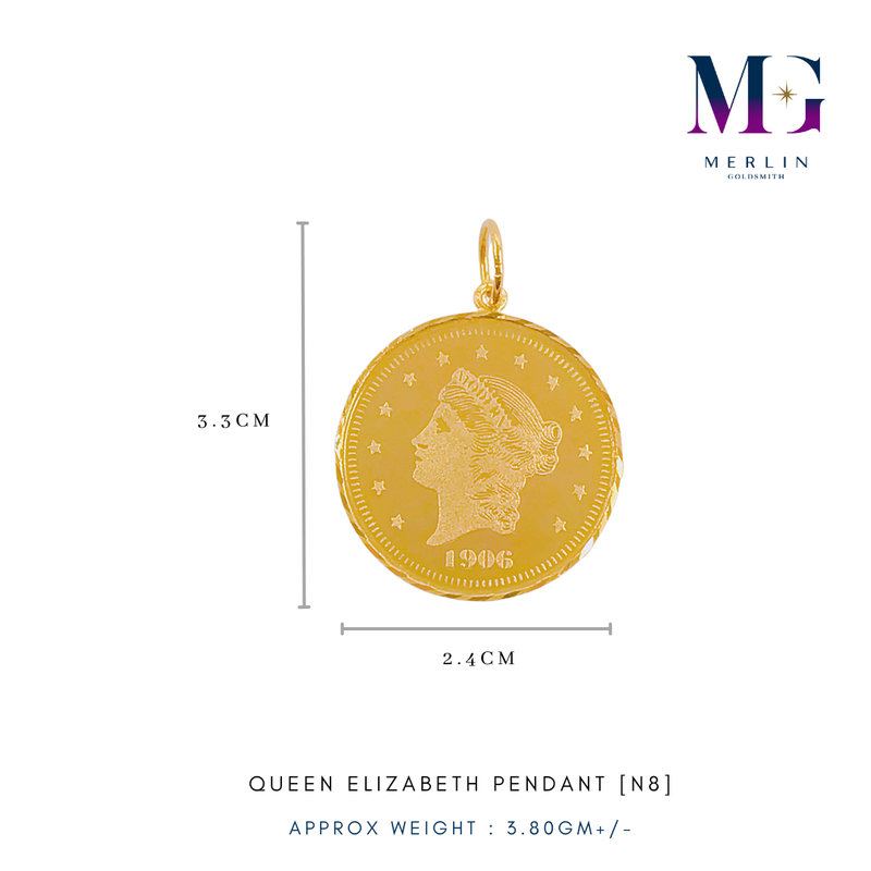 916 Gold Queen Elizabeth Pendant [N8]