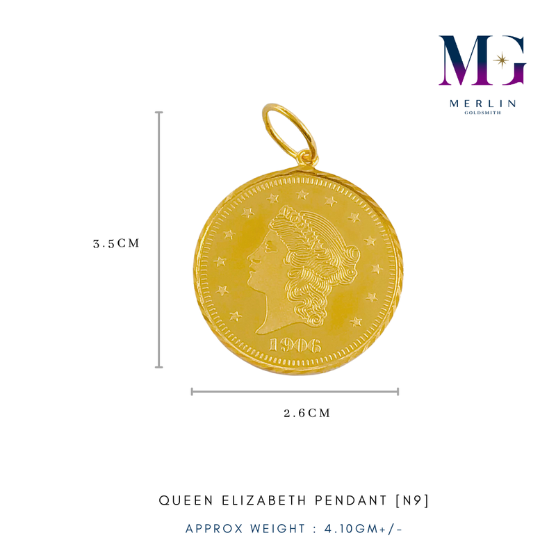 916 Gold Queen Elizabeth Pendant [N9]