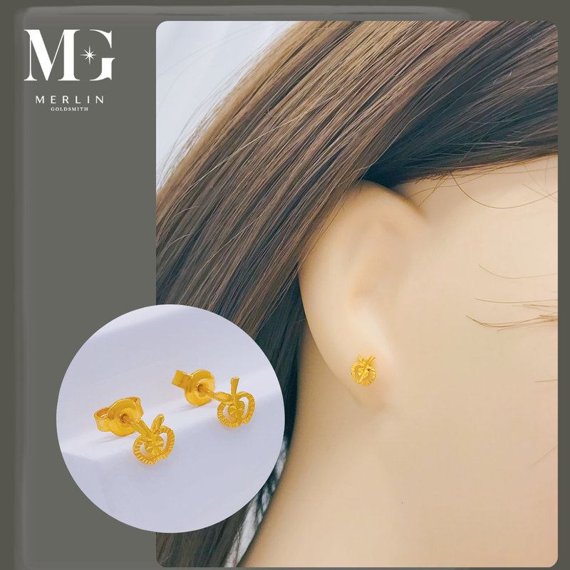 999 Pure Gold Stud Earrings (Little Apple)