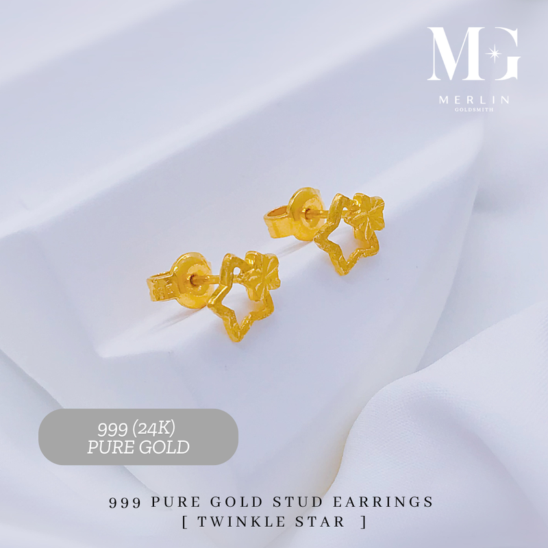 999 Pure Gold Stud Earrings (Twinkle Star)
