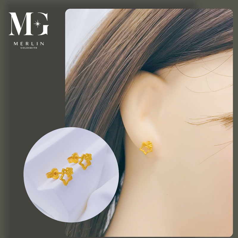 999 Pure Gold Stud Earrings (Twinkle Star)