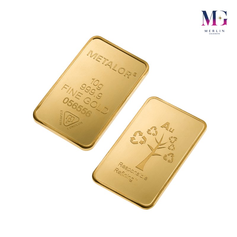999.9 Pure Investment Gold 10 Gram METALOR Gold Bar