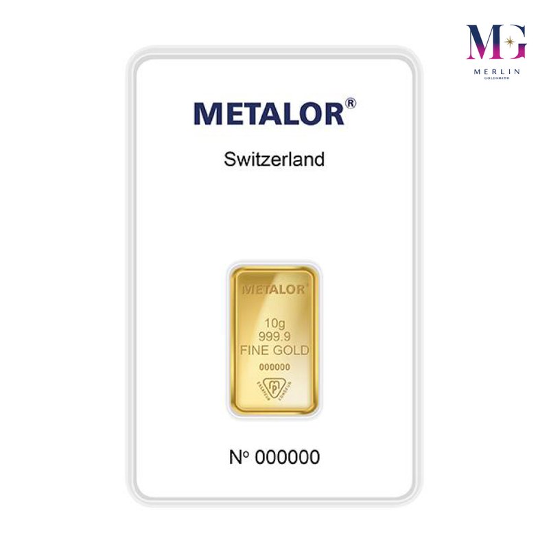 999.9 Pure Investment Gold 10 Gram METALOR Gold Bar