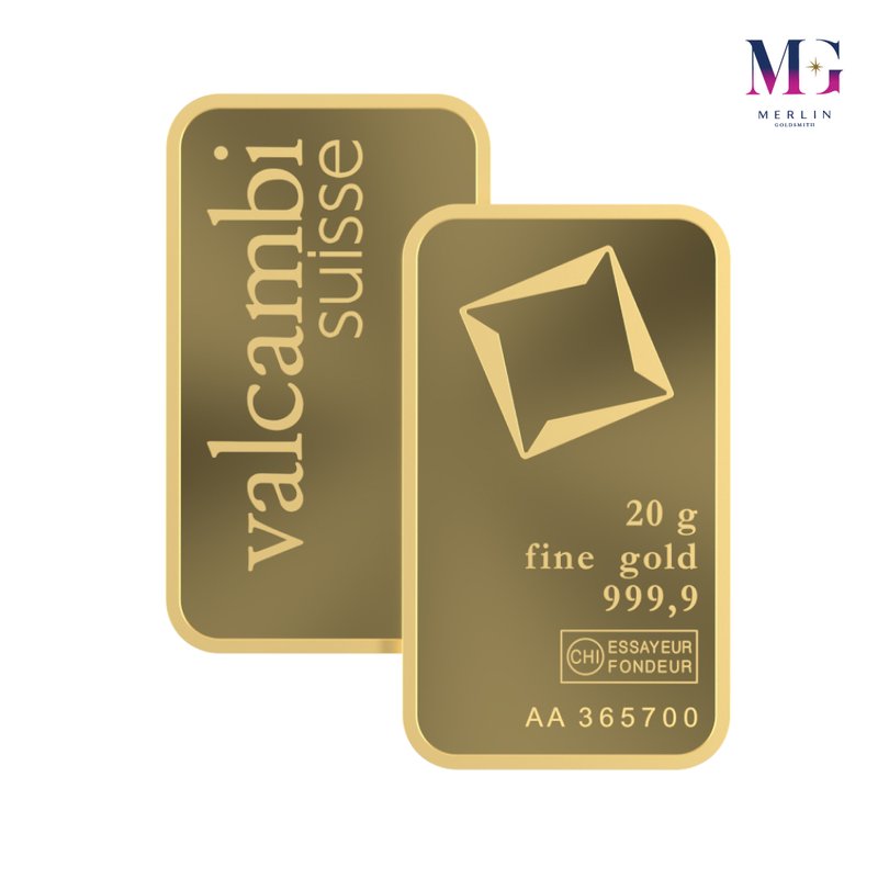 999.9 Pure Investment Gold 20 Gram VALCAMBI Gold Bar