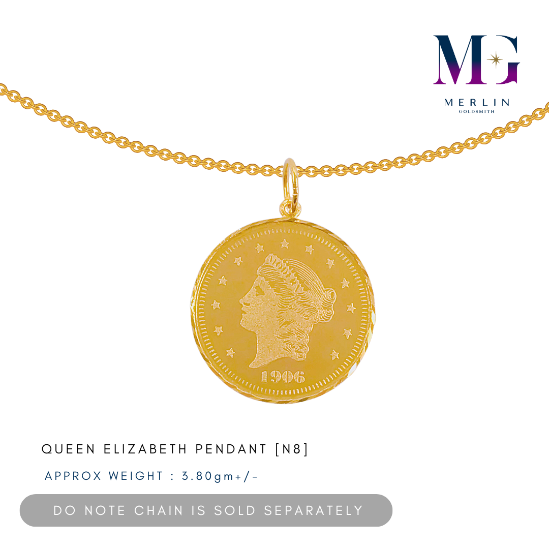 916 Gold Queen Elizabeth Pendant [N8] | Merlin Goldsmith