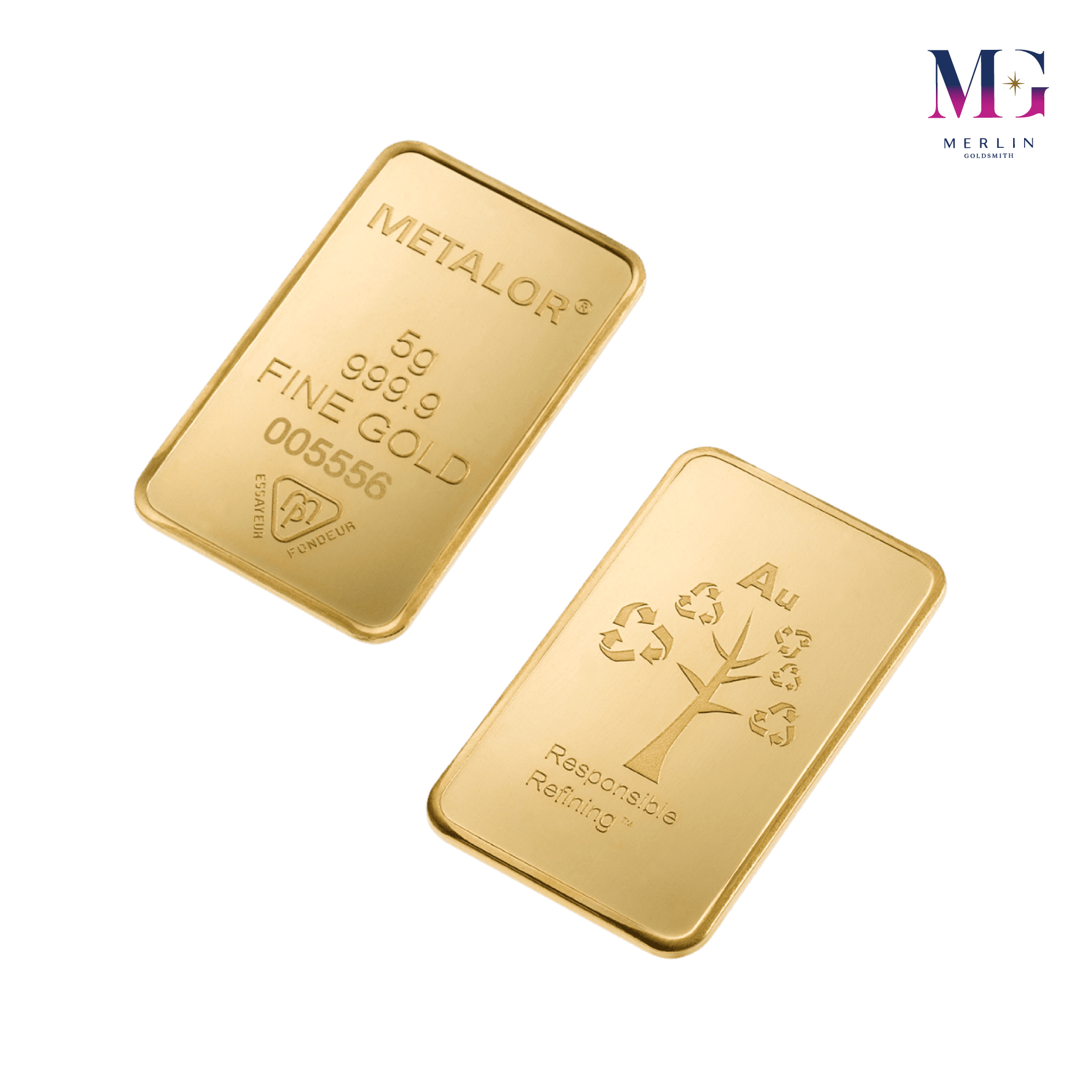999.9 Pure Investment Gold 5 Gram METALOR Gold Bar | Merlin Goldsmith