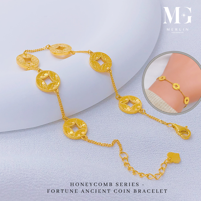 916 Gold Honeycomb Series - Fortune Ancient Coin Bracelet