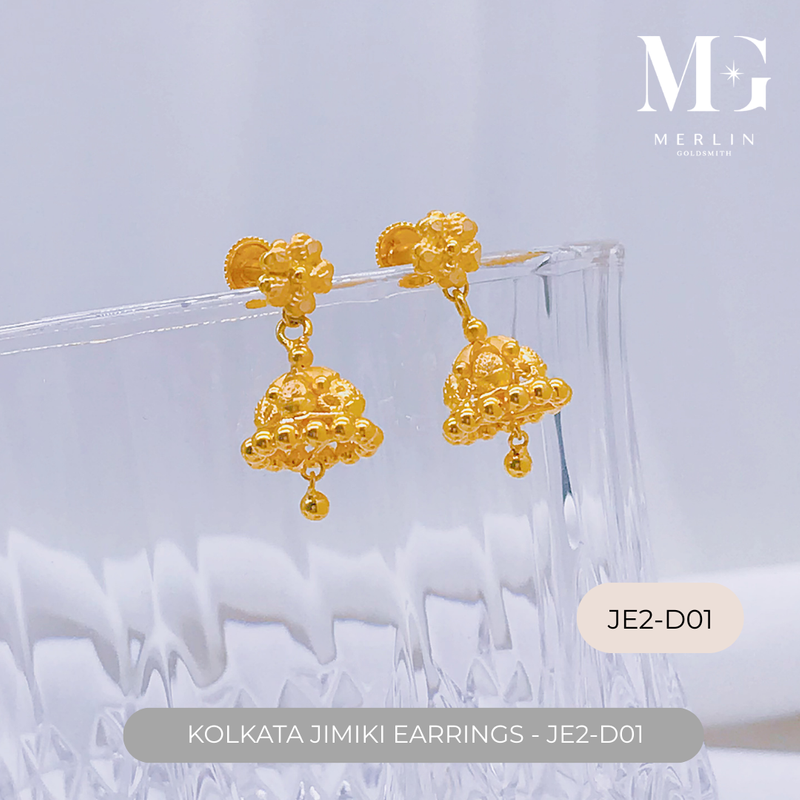 916 Gold Kolkata Jimiki Earrings (JE2-D01)