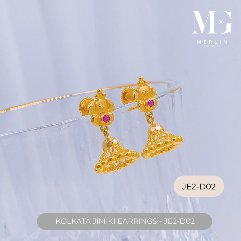 916 Gold Kolkata Jimiki Earrings (JE2-D02)