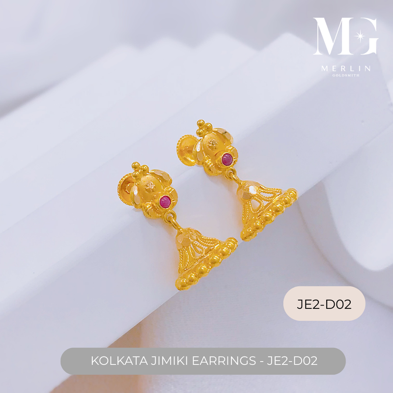 916 Gold Kolkata Jimiki Earrings (JE2-D02)