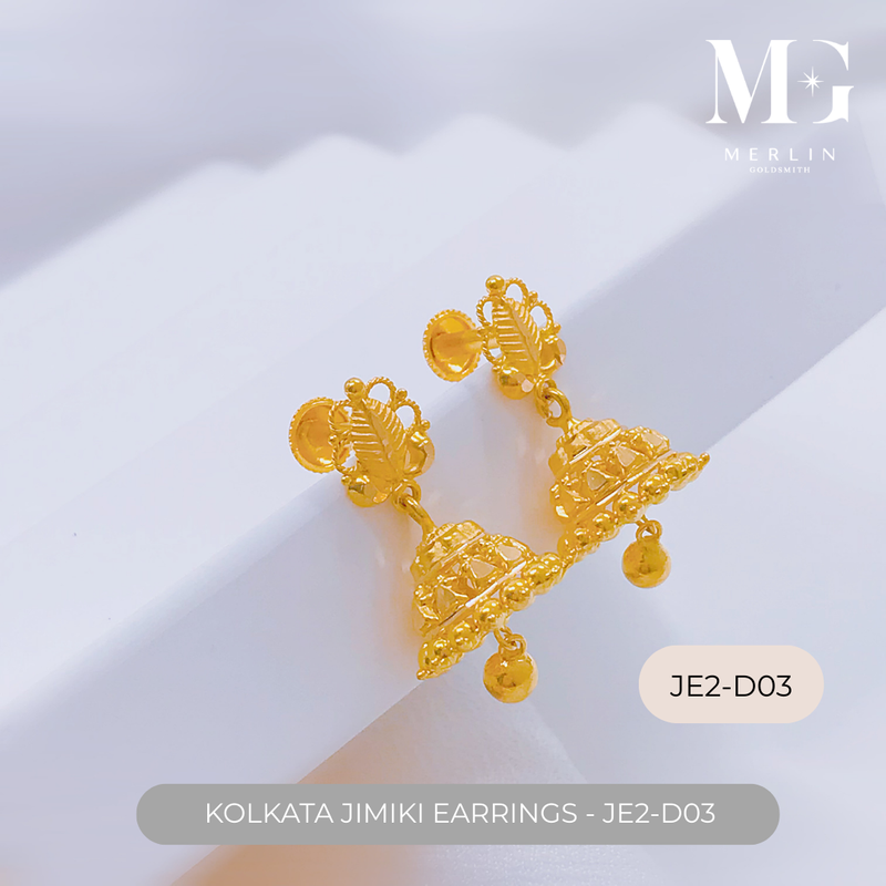 916 Gold Kolkata Jimiki Earrings (JE2-D03)