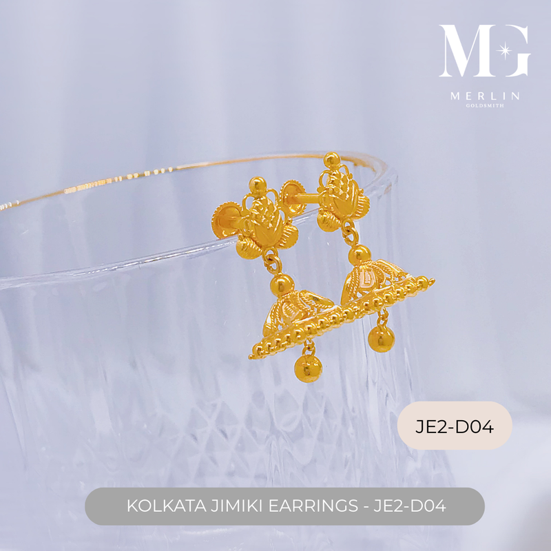 916 Gold Kolkata Jimiki Earrings (JE2-D04)