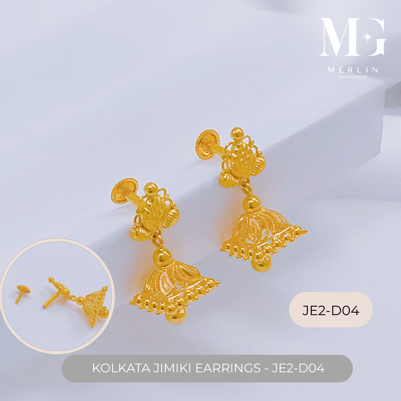916 Gold Kolkata Jimiki Earrings (JE2-D04)