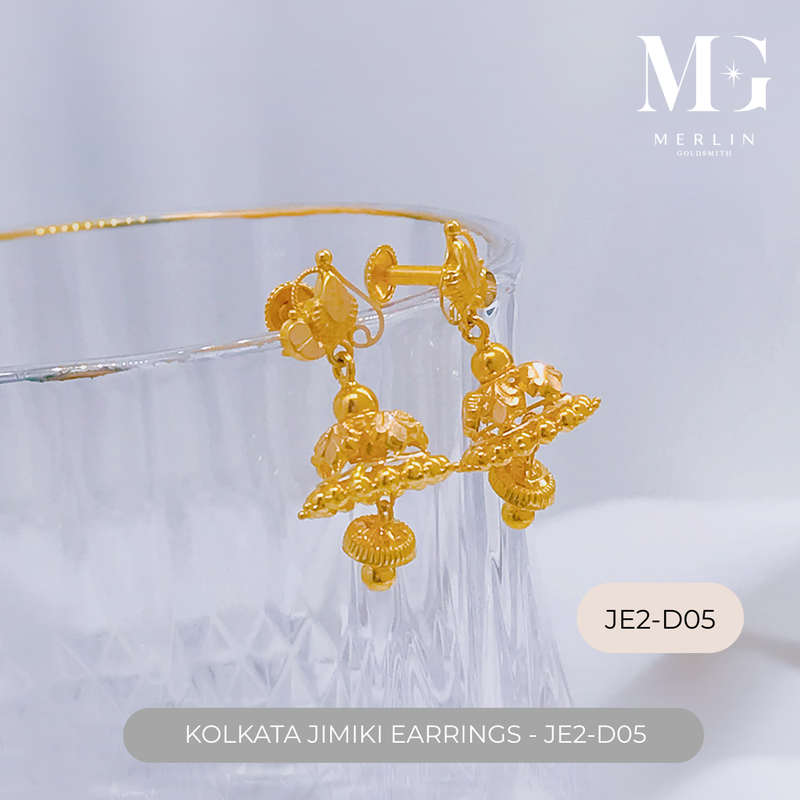 916 Gold Kolkata Jimiki Earrings (JE2-D05)