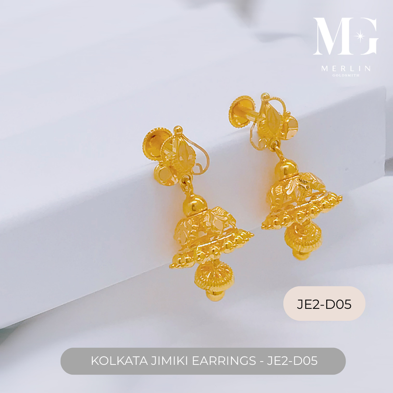 916 Gold Kolkata Jimiki Earrings (JE2-D05)