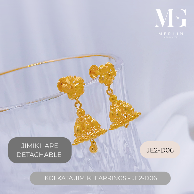 916 Gold Kolkata Jimiki Earrings (JE2-D06)