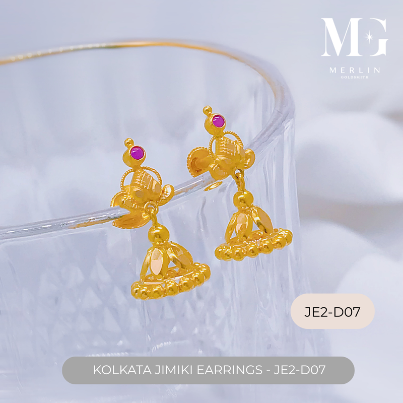 916 Gold Kolkata Jimiki Earrings (JE2-D07)