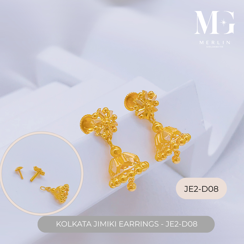 916 Gold Kolkata Jimiki Earrings (JE2-D08)