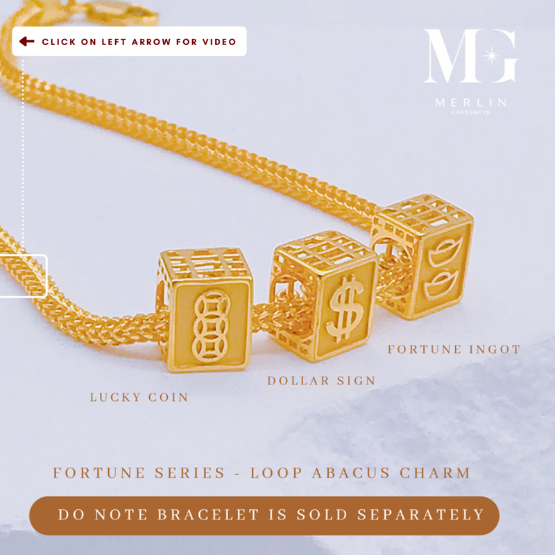 916 Gold Fortune Series - Loop Abacus Spacer / Charm