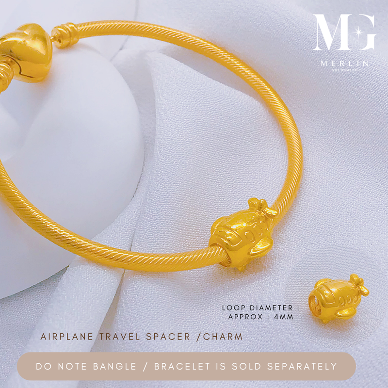 916 Gold Airplane Travel Spacer / Charm