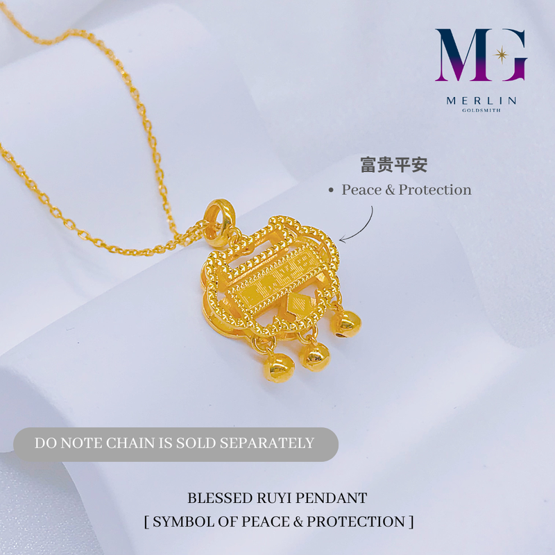 916 Gold Blessed Ruyi Pendant (Peace & Protection)