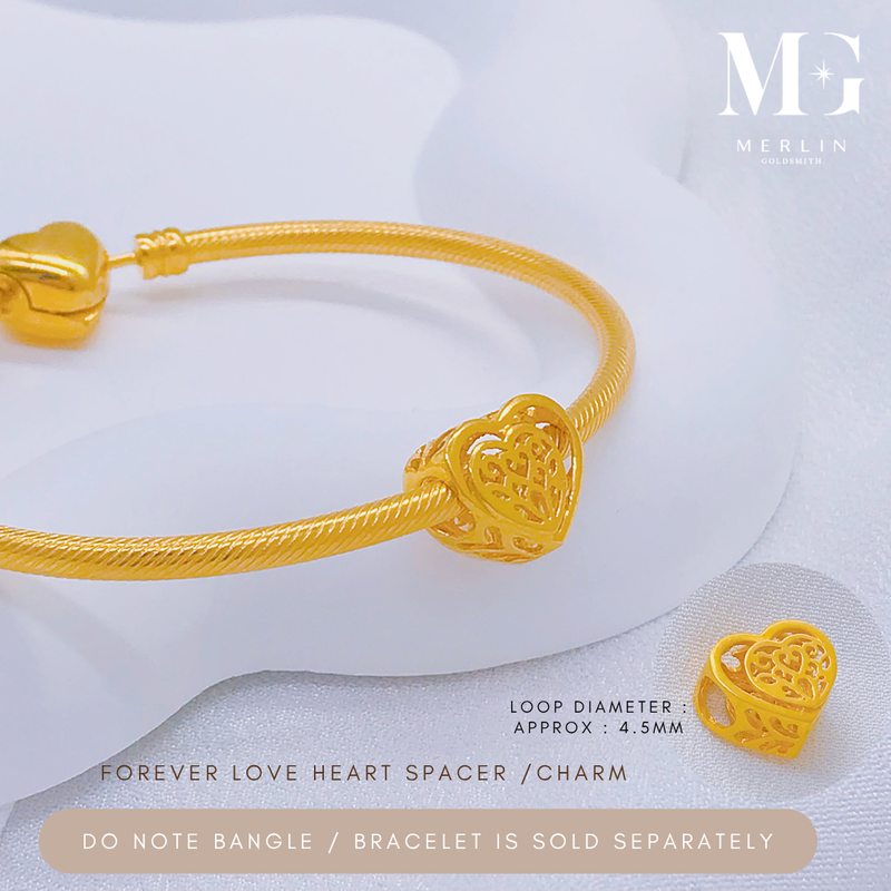 916 Gold Forever Love Heart Spacer / Charm